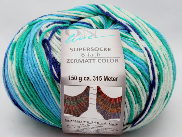 Supersocke Zermatt Color ONline Fb. 2295 blau/grün/grau