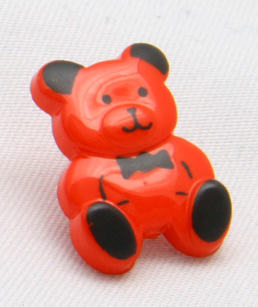 Kinderknopf Teddybär rot/schwarz 17mm