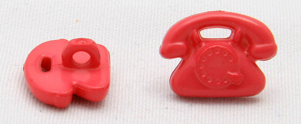 Kinderknopf Telefon schwarz, rot, pink, flieder