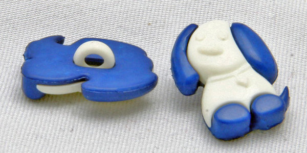 Kinderknopf Hund blau/weiss 17mm