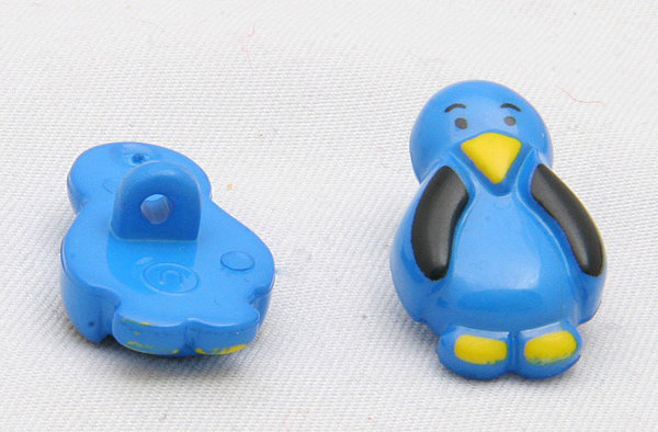 Kinderknopf Pinguin blau/schwarz 21mm