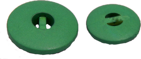 Kunststoffknopf grün rund  Mittelsteg 15mm