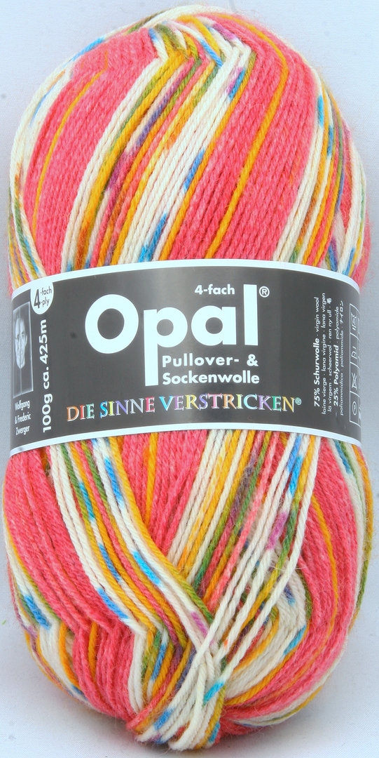 Opal Sockenwolle 4-fädig rotorangeweiss