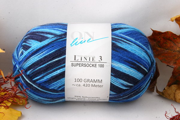 ONline Supersocke 100 Linie 3 Color blau